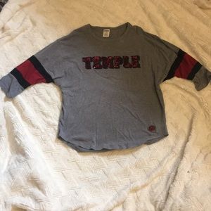 PINK temple 3/4 length T-shirt grey and red size m
